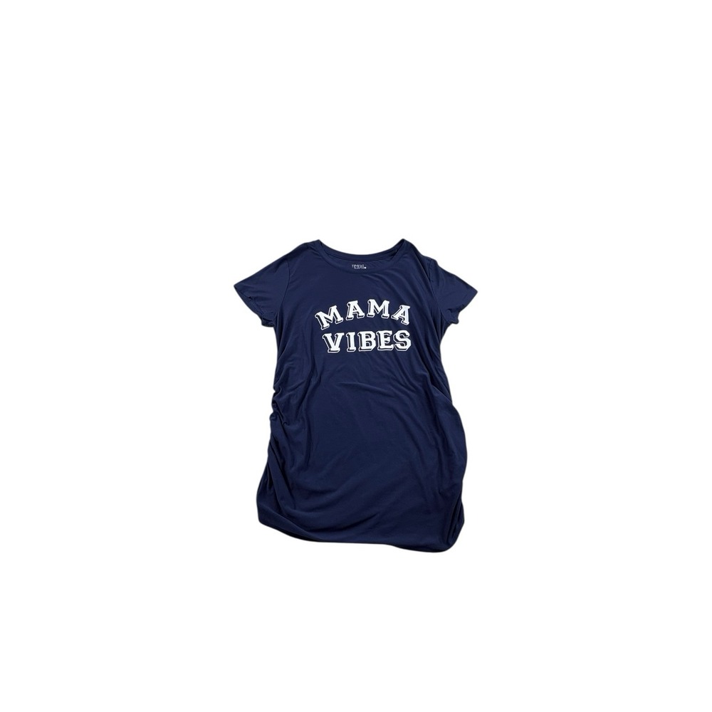Time and Tru Maternity Mama Vibes Tee Medium‎ Blue Graphic Shirt